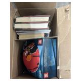 Box of Assorted Books & Small Basketball