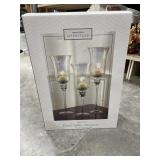 Home Accents 3 Etched Glass Hurricanes NIB