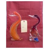 2 - Decorative Glass Swans