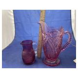 Pink Glass Creamer & Pitcher