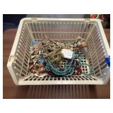 Plastic Bin w/Costume Jewelry