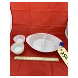 2 - Fireking Bowls & Glass Divided Baking Dish