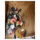 11pc- Rooster Figurines Ceramic & Resin
