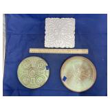 3 Pcs - Frankoma Trivets & Plate