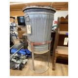 Metal Trash Can On Stand
