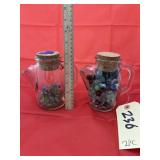2 - Glass Pitchers w/Marbles