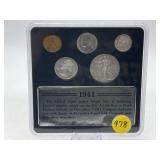 WWII 5 Coin Set in Plastic Case 1941