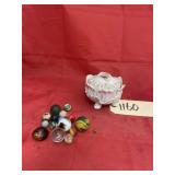 Small China Dish with Vintage Marbles