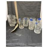 Small Glass Pitcher & 6 Cups