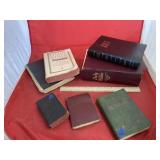 7 Pcs - Old Books - Bibles - Dictionaries