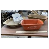 4 pc - 3 Bread Pans & Stoneware Pie Plate