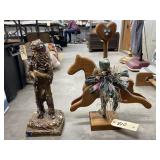 Decorative Carousel Horse & Pioneer Man