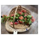 3 Pcs - Woven Basket & Faux Flowers