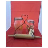 2 Glass Jars - Rolling Pin