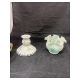 2 Fenton Pcs - Vase & Candle Holder