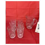 Glass Pitcher & 6 Cups