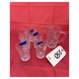 Glass Pitcher & 6 Cups