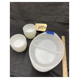 7 Pcs - Fireking Bowls & Serving Dish