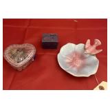 3 Pcs - Etched Glass Cubes - Dish w/Lid