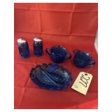5 Pcs - Blue Glassware - Divided Dish & More