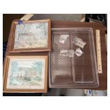 4 Pcs -Tray,  Magnets & 2 Framed Pics