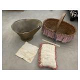 Large Woven Basket w/Coal Bucket