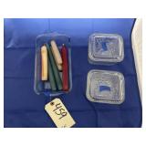 3 - Refrigerator Dishes w/Lids - Glass Loaf Pan