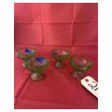 4 - Green Glass Dessert Cups
