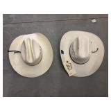2 - Western Style Straw Hats Sz 7-1/8