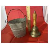 Small Galvanized Bucket - Solid Brass Bell
