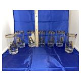 7 - Glass Tumblers w/Gold Dï¿½cor