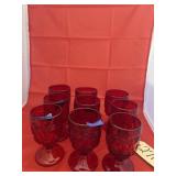 9 Pcs - Red Glass Stemware