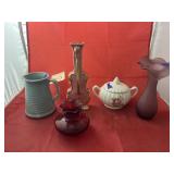 5 Pcs - Vases - Pitcher - Sugar w/Lid