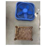 2 Pcs - Box Fan & Woven Seated Stool - As Is