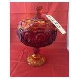 Red Pedestal Bowl w/Lid