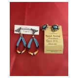 2 Pr Earrings - Native American Beaded