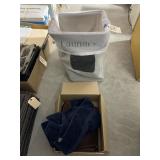 Laundry Hamper & Box of Towels