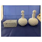 Hobnail Perfume Bottles & Trinket Dish