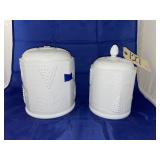 2 - Milk Glass Canisters 1 as Is