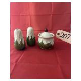 3 Pcs - Corn Salt/Pepper Shaker & Sugar Dish