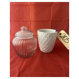 Flower Pot & Glass Jar w/Lid