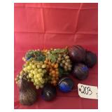 Wooden Fruit & Faux Grapes