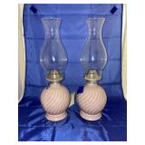 2 - Kaadan Oil Lamps w/Chimneys