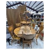 Dining Table w/6 Chairs & Leaf 48"Dia & 24" Leaf