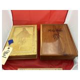 2 Family Bibles & Wooden Box - As Is