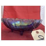 Carnival Glass Footed Fruit Bowl