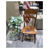 Wooden Dining Chair & Wooden Plant Stand
