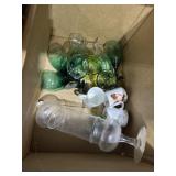 Glass Canister w/Lid & Assorted Stemware