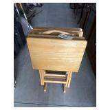 4 Pcs - Wooden TV Trays in Stand