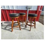 3 - Wooden Swivel Bar Stools 30"H